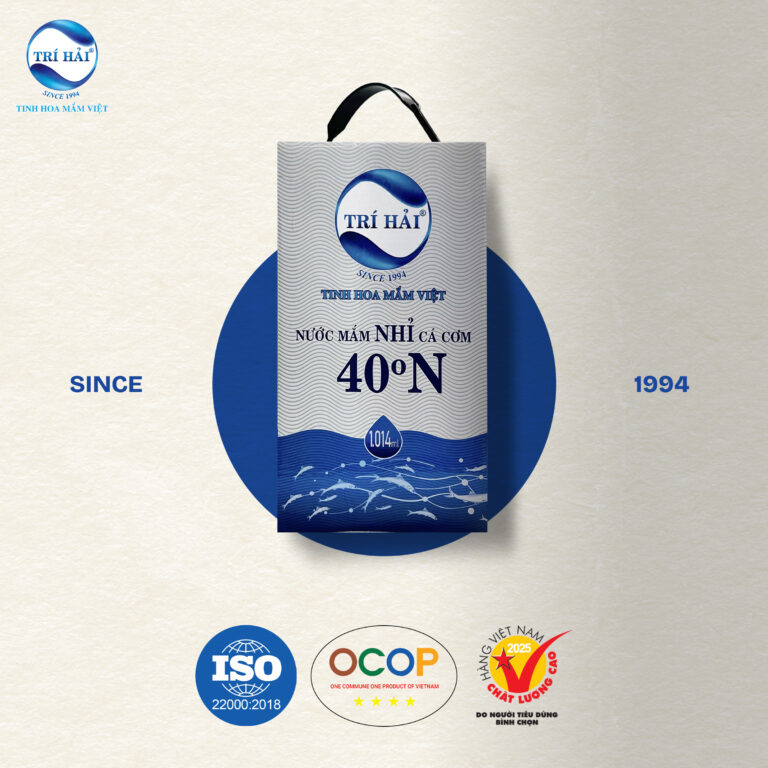 NƯỚC MẮM NHỈ CÁ CƠM 40 ĐỘ TRÍ HẢI – HỘP 2 CHAI 507ML